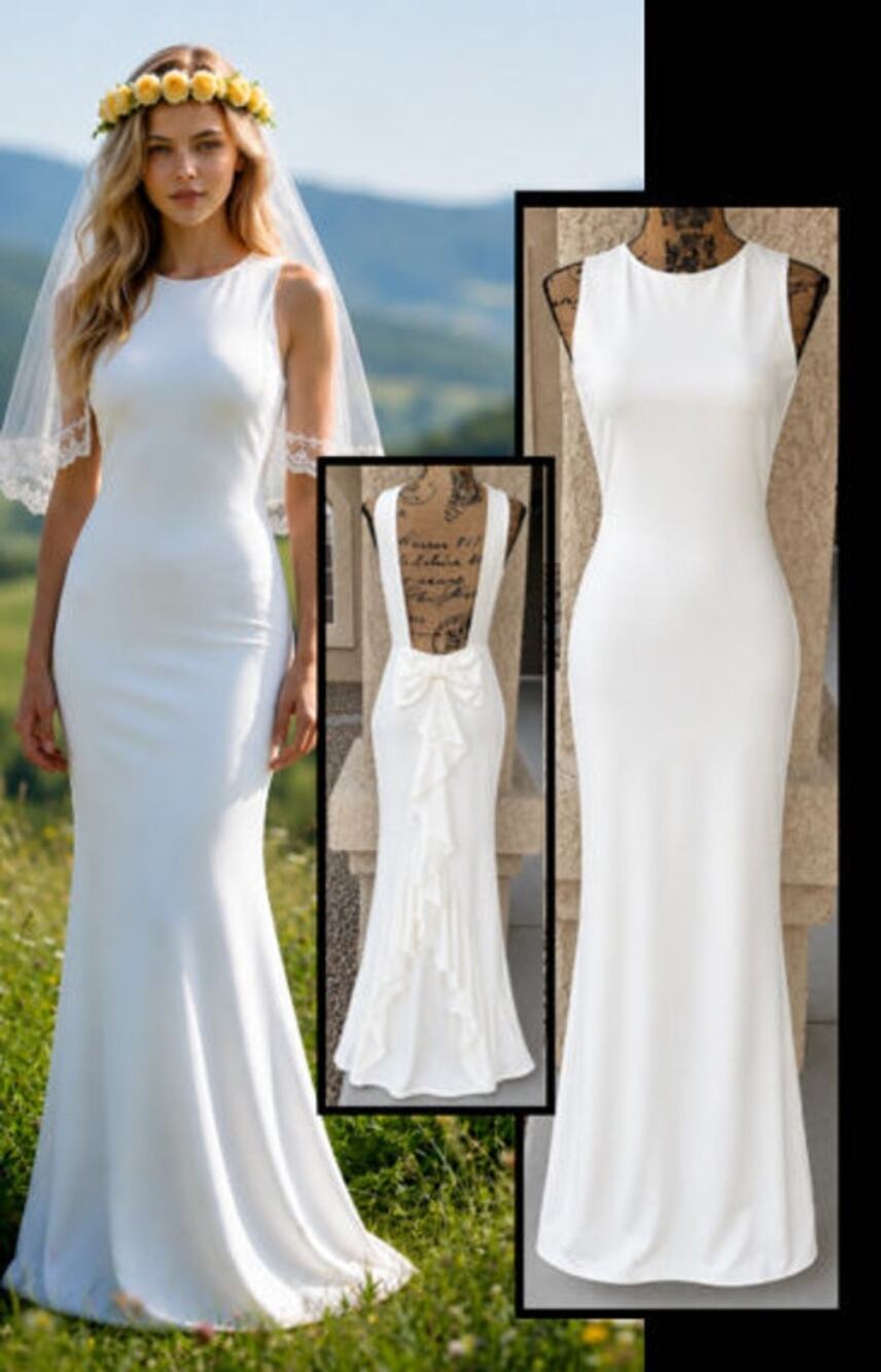 Lulus White Backless Bow Ruffled Exquisite Refinement Maxi Dress Size M